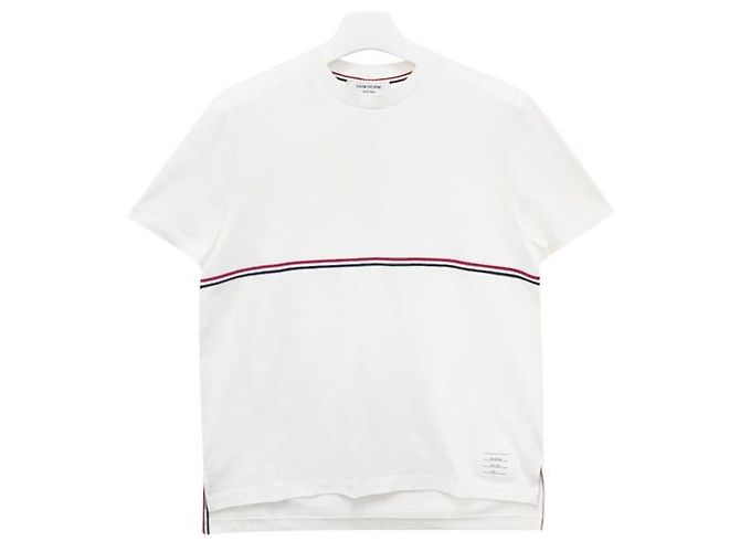 Thom Browne Three-Stripe Short Sleeve T-Shirt White
