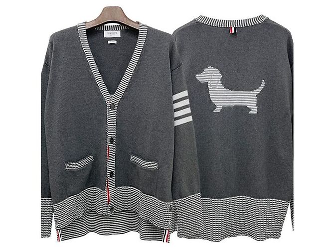 Thom Browne Hector Cardigan Mittelgrau Braun