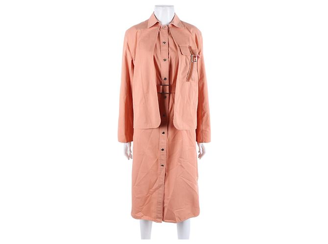 Hermès Hermes Langarmhemd Kleid Pink Tuch