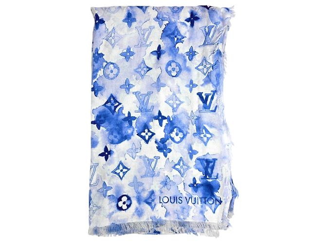 Louis Vuitton Sciarpa Monogramma Acquerello Blu 