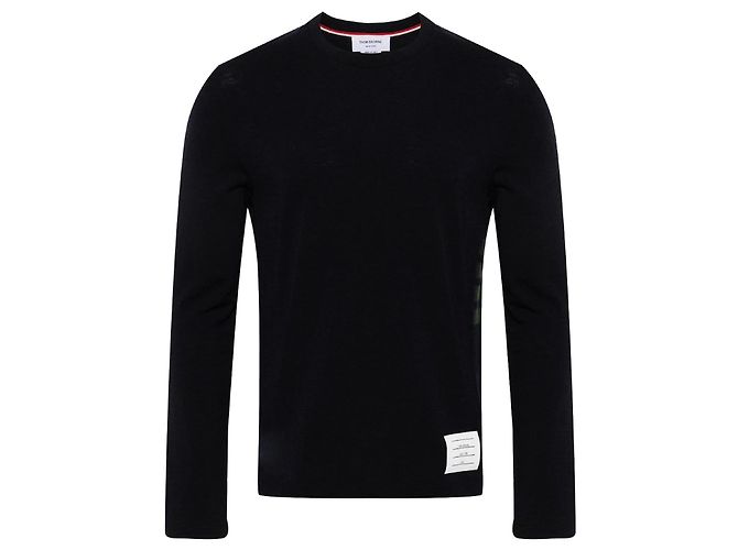 Thom Browne Wool Jersey Asymmetric Long Sleeve T-Shirt Blue