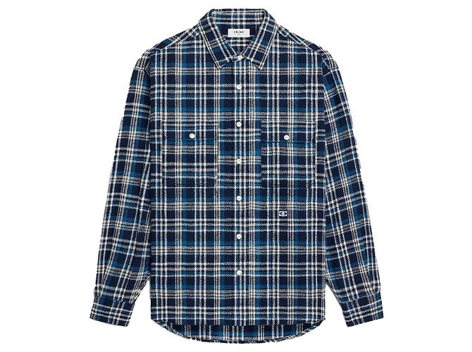 Céline Camicia da boscaiolo in cotone blu navy 