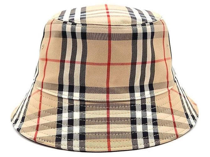 Burberry Checked Bucket Hat Orange Synthetisch