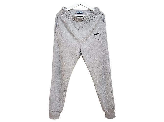 Prada Pantalones de chándal con logo triangular Plata 