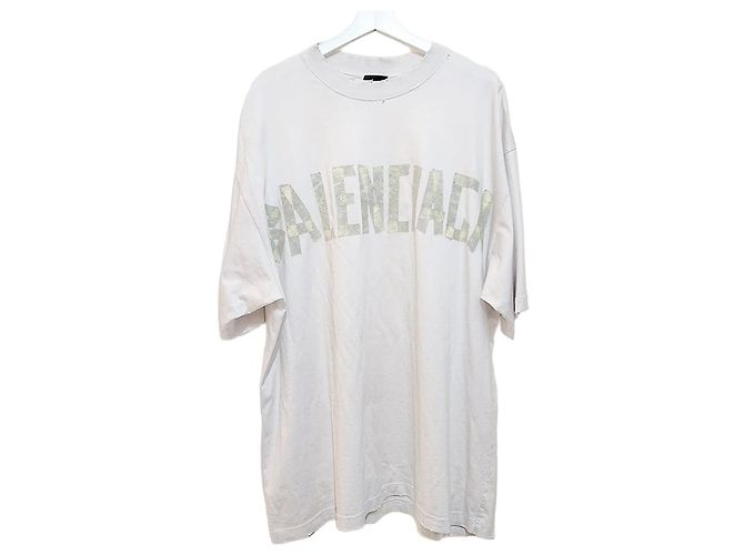 Balenciaga T-Shirt mit Klebeband-Logo Silber