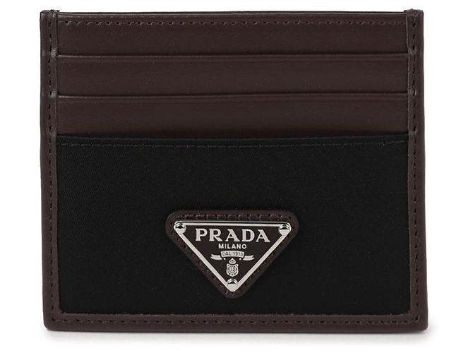 Prada Funda de tarjeta con logo triangular Negro