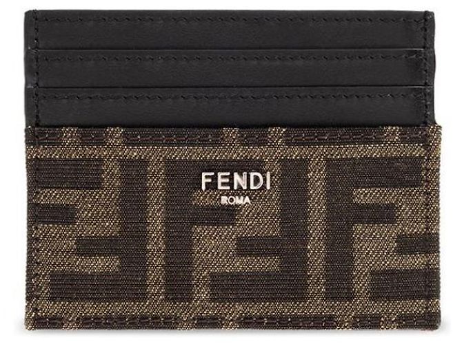 Fendi FF Squared Leather Card Holder (stamp) ALWK Brown
