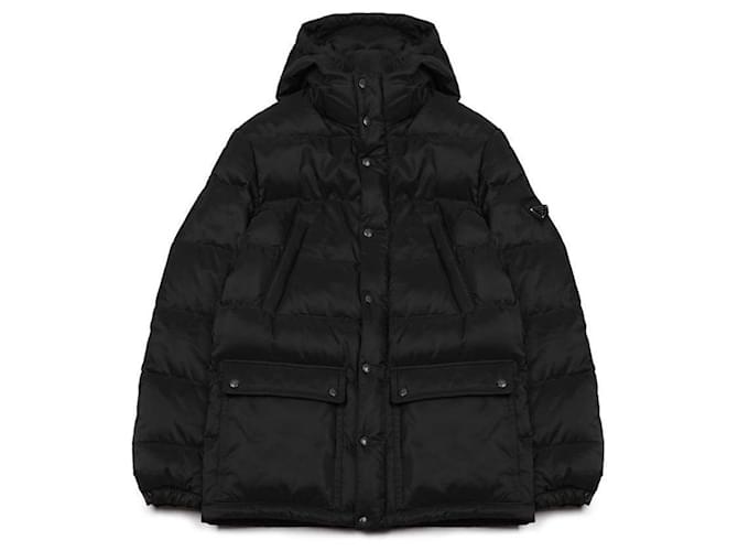 Prada Jaqueta acolchoada com capuz e logo triangular Preto 