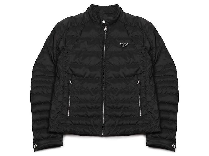 Prada Triangle Logo Poly Short Padded Jacket Black 