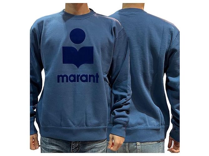Isabel Marant MIKO Velour Logo Sweatshirt Slate Blue stamp: