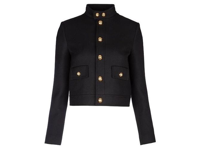 Céline Doppelseitige Wolltrikotjacke Schwarz 