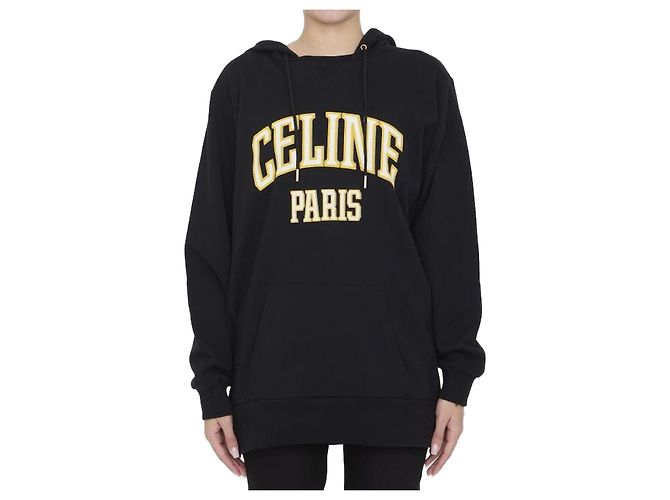 Céline Sudadera oversized de felpa de algodón con logo Negro