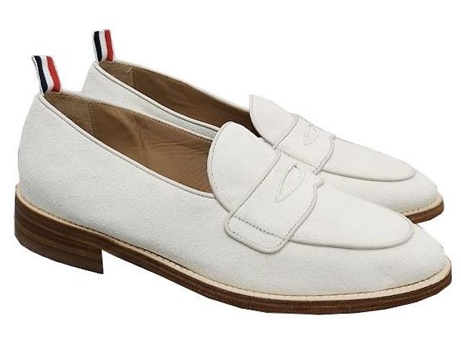 Thom Browne Drei-Streifen Tab Varsity Pennyloafer Off White