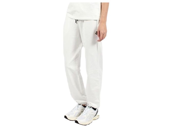 Moncler Pantalones de algodón con parche de logo Blanco 