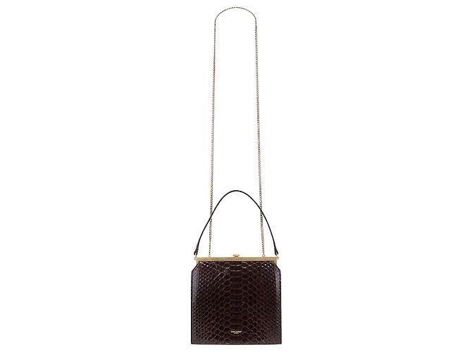 Saint Laurent Sac à chaîne en Python Noir