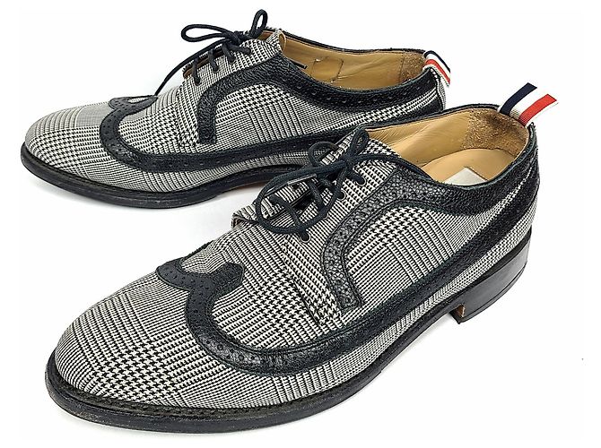 Thom Browne Chaussures Wingtip Prince de Galles Blanc
