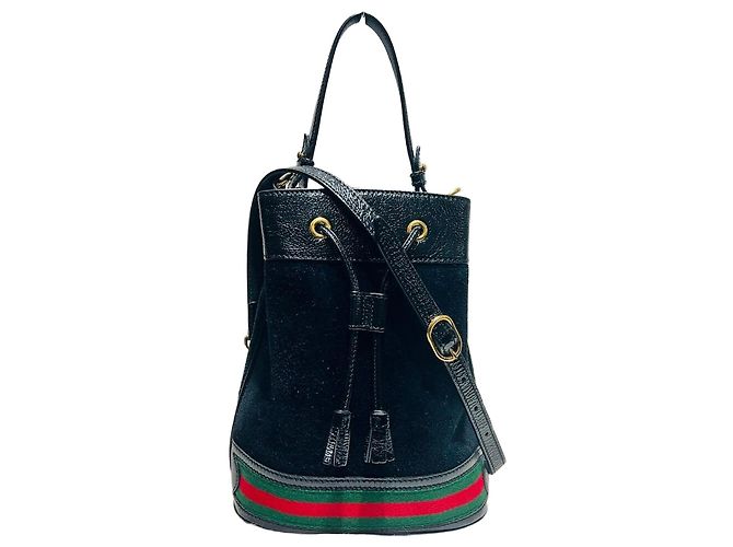 Gucci Borsa a secchiello in suede Ophidia con tracolla Verde