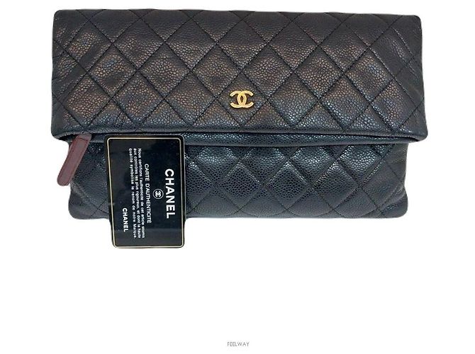Timeless Chanel Weiche Kaviar-Clutch Schwarz