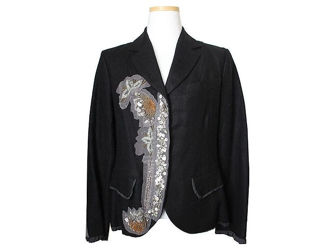 Kenzo Black Beaded Appliqué Jacket