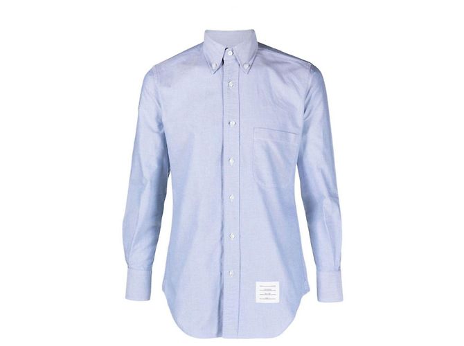 Thom Browne Camisa de algodão Oxford azul claro