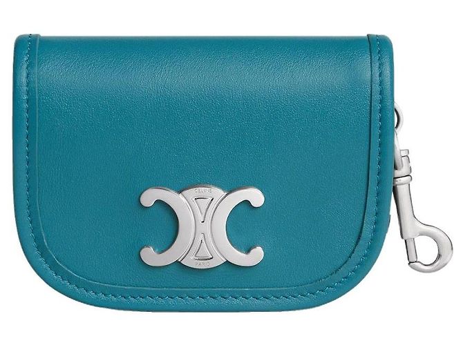 Céline Chaveiro Nano Triomphe em couro de bezerro macio cobalt Azul