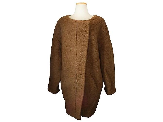 Isabel Marant Camel Boucle Zip Mantel Braun