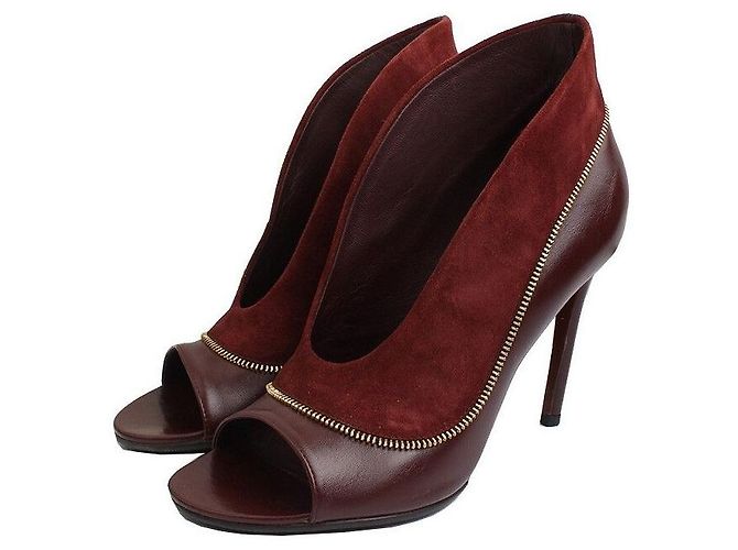 Louis Vuitton Pompes à col en daim bordeaux Multicolore