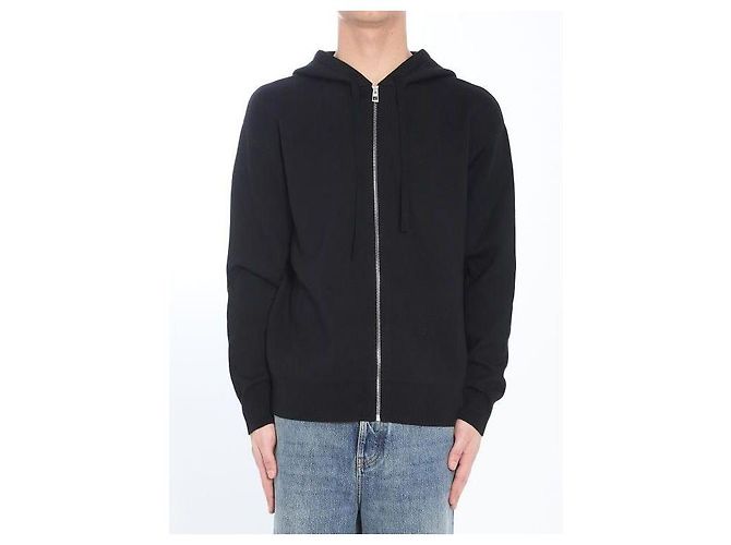 Loewe Grafischer Zip-Hoodie aus Wolle Schwarz