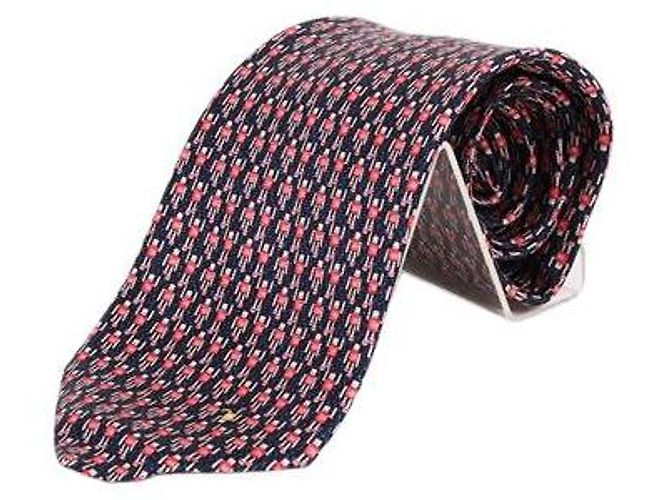 Bulgari Robot Pattern Navy Men’s Tie Blue