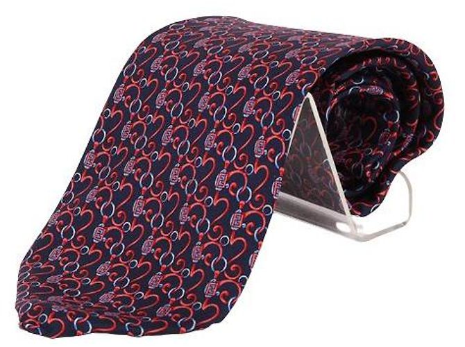 Fendi FF Navy Red Men's Tie Blue