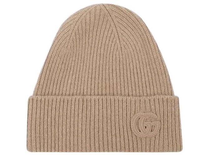 Gucci Gorro de cashmere com patch Marrom