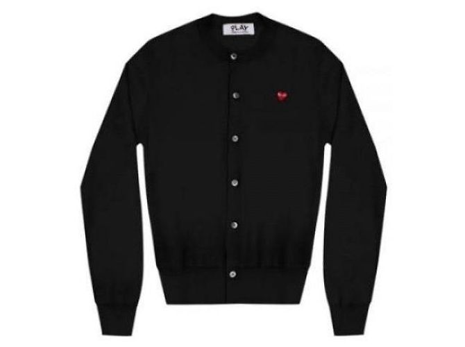 Comme Des Garcons Cardigan avec patch en forme de petit cœur rouge AZ Noir