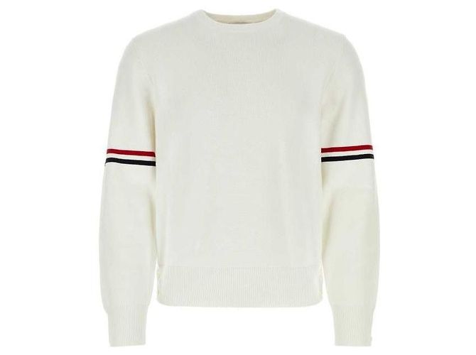 Thom Browne Pull en coton Milano à rayures RWB