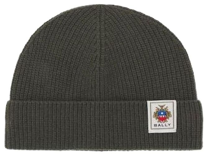 Bally Beanie mit Logo-Patch Grün 