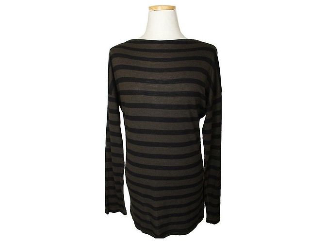 Vince Blusa listrada preta e caqui Marrom