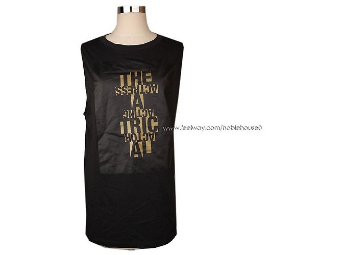 Top de tirantes con estampado de letras verde oscuro Acne