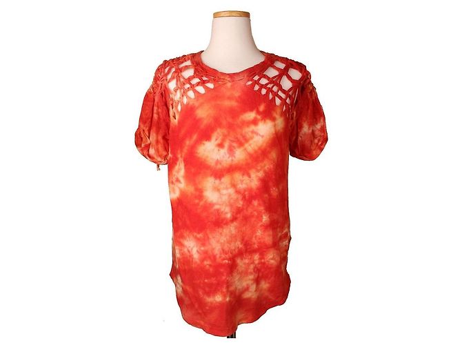 Isabel Marant Camiseta perforada roja con estampado