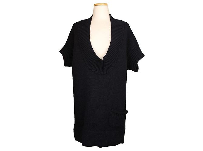 Chloé Navy Schalkragen aus Wollstrick XS Blau