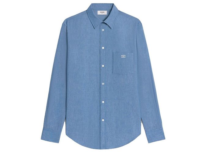 Céline Camisa de algodón chambray suelta en tinte índigo Azul