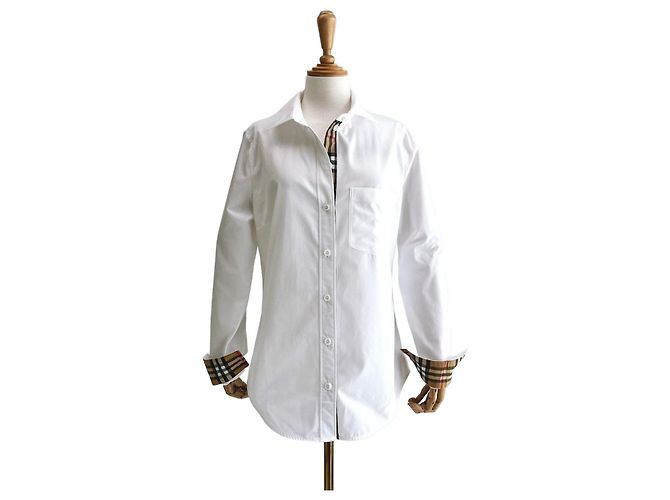 Burberry Camicia da Donna a Quadri LAPWING Bianco