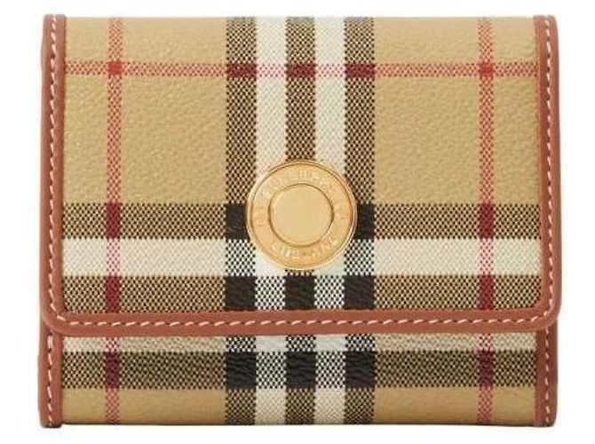 Burberry Billetera plegable pequeña de cuadros Castaño