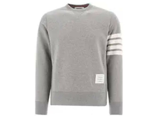 Thom Browne Loopback-Jersey-Strickpullover mit RWB-Band-Tab Braun 