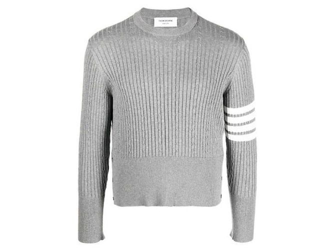 Thom Browne Pull en coton à côtes rayées pour bébé
