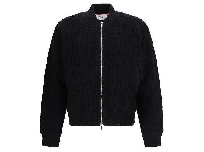 Thom Browne Woll-Waffel-Raglan-Bomberjacke