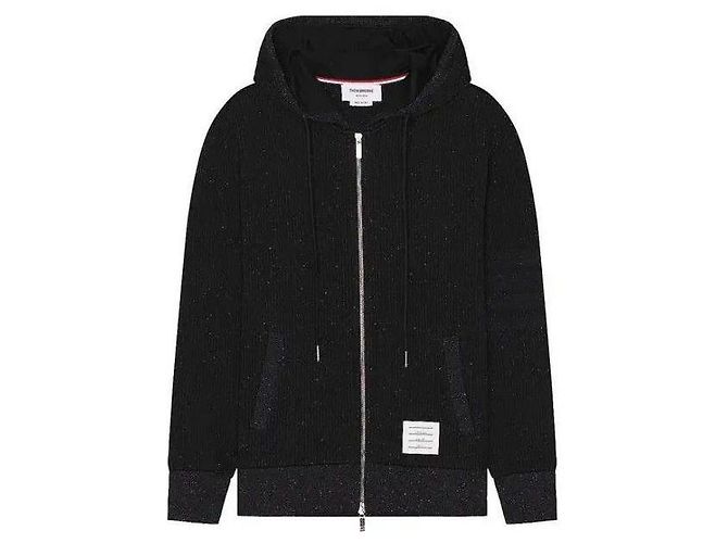 Thom Browne Bar Loopback Seide Kapuzen-Zip Schwarz 