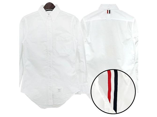 Thom Browne Camicia Oxford in grosgrain a tre strisce per donne bianca Bianco