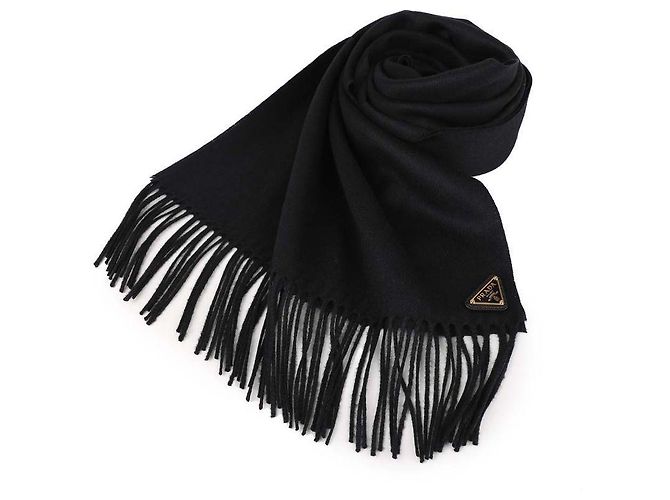 Prada Sciarpa in seta e cashmere Nero 