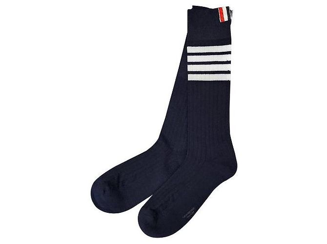 Thom Browne Striped Tab Socks Navy Blue