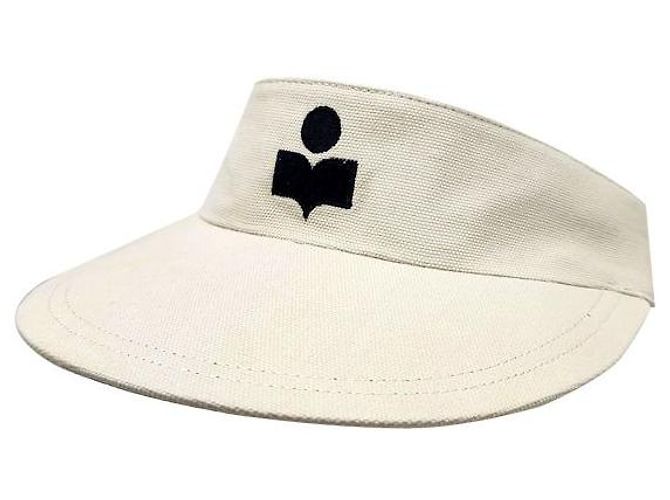 Isabel Marant TYRY Logo Visor Cap Ecru Schwarz Weiß