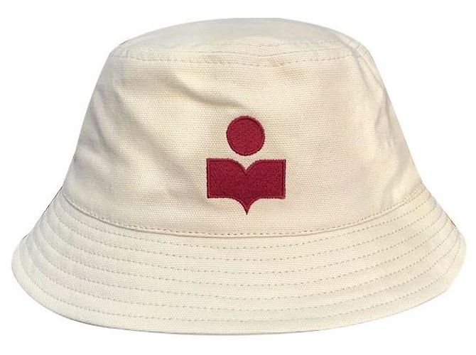 Isabel Marant HALEY Logo Bucket Hat Ecru Red stamp: ECRD